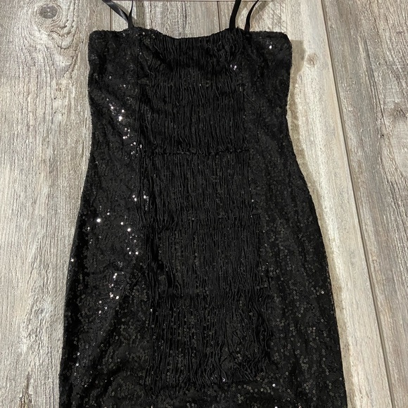 🎉 Wet Seal Black Sequence Flapper Style Mini Dress - S - Picture 8 of 8